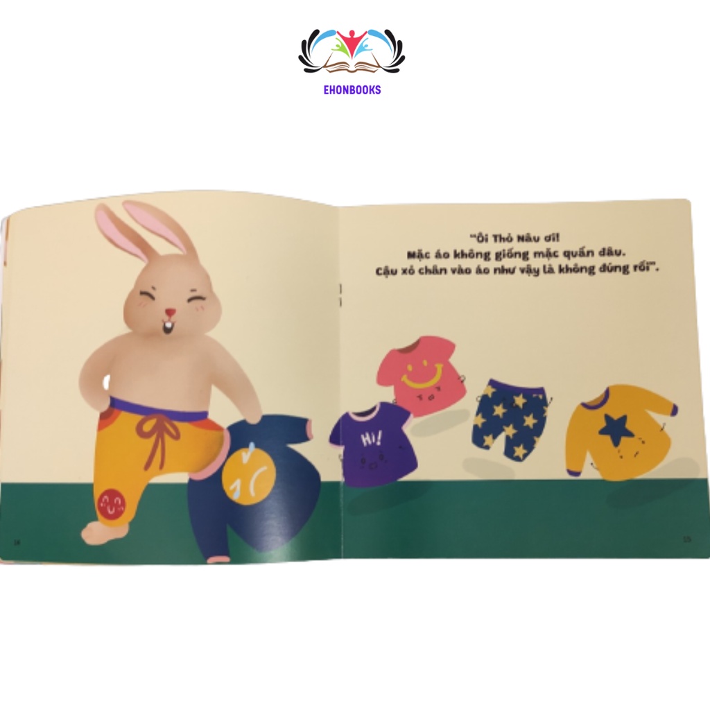 Sách Ehon cho bé 1 tuổi - Ehon kỹ năng sống cùng mặc quần áo nào wabooks