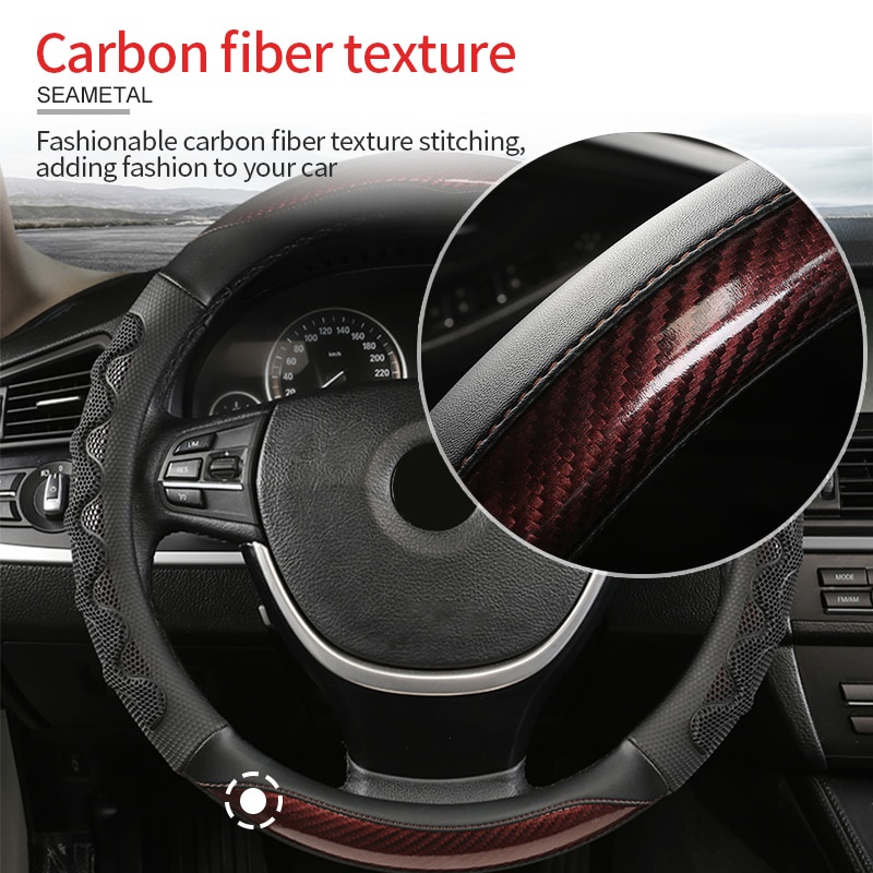 Vỏ bọc vô lăng 5D SEAMETAL bằng sợi carbon chống trượt chống mài mòn cho ô tô