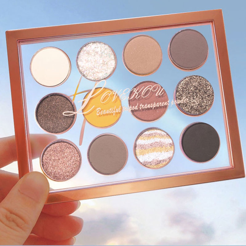 Bảng Phấn Mắt 12 Màu Sắc Hiệu Ứng Lì/ Ánh Kim Chống Nước Thời Trang