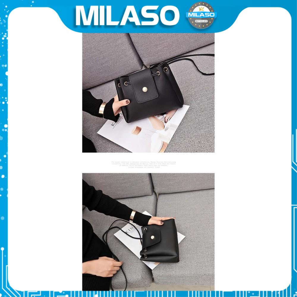 Túi đeo chéo nữ MILASO túi đeo chéo thời trang Hàn Quốc nữ phong cách gắn ngọc nhân tạo cá tính 001090