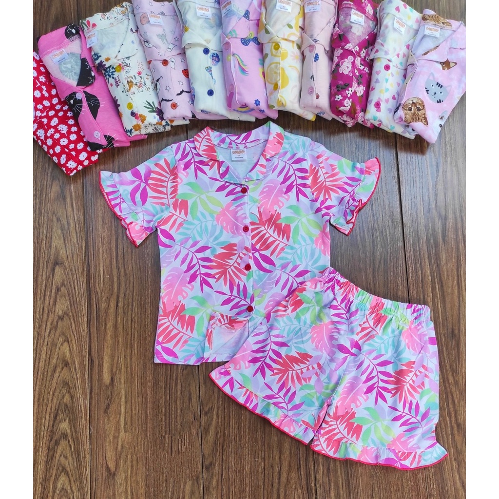 (bảng màu 2)Bộ đồ ngủ pijama cotton cộc tay mùa hè cho bé gái size đại 6-14T (18-38kg) cực xinh, hàng VNXK (bảng màu 2)