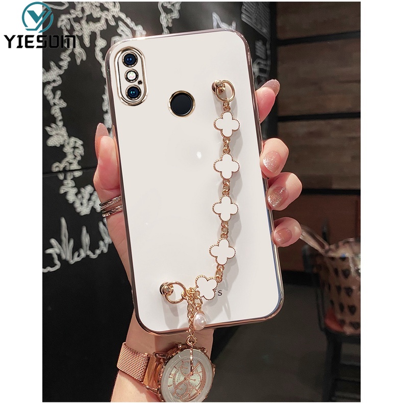 Ốp Điện Thoại Silicon Mềm Họa Tiết Lá May Mắn Có Dây Đeo Tay Cho Xiaomi Redmi Note 8 8T 7 5 Pro Redmi 7 5 Plus