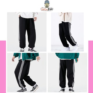 Quần jogger thể thao 3 Sọc bo chun rút gấu unisex nam nữ mềm mát - CUTEZOO