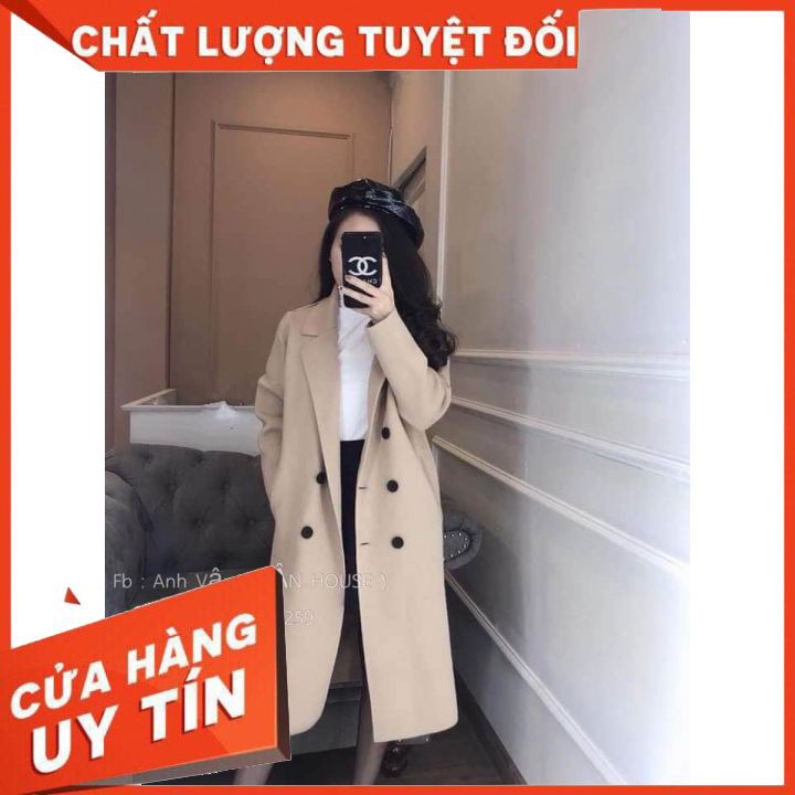 Aó Dạ Nữ Dáng Dài Phong Cách Hàn Quốc ,Aó Khoác Dạ Ép Chất Dày và Mịn, sẵn 2 màu kem và nâu (áo túi chéo)