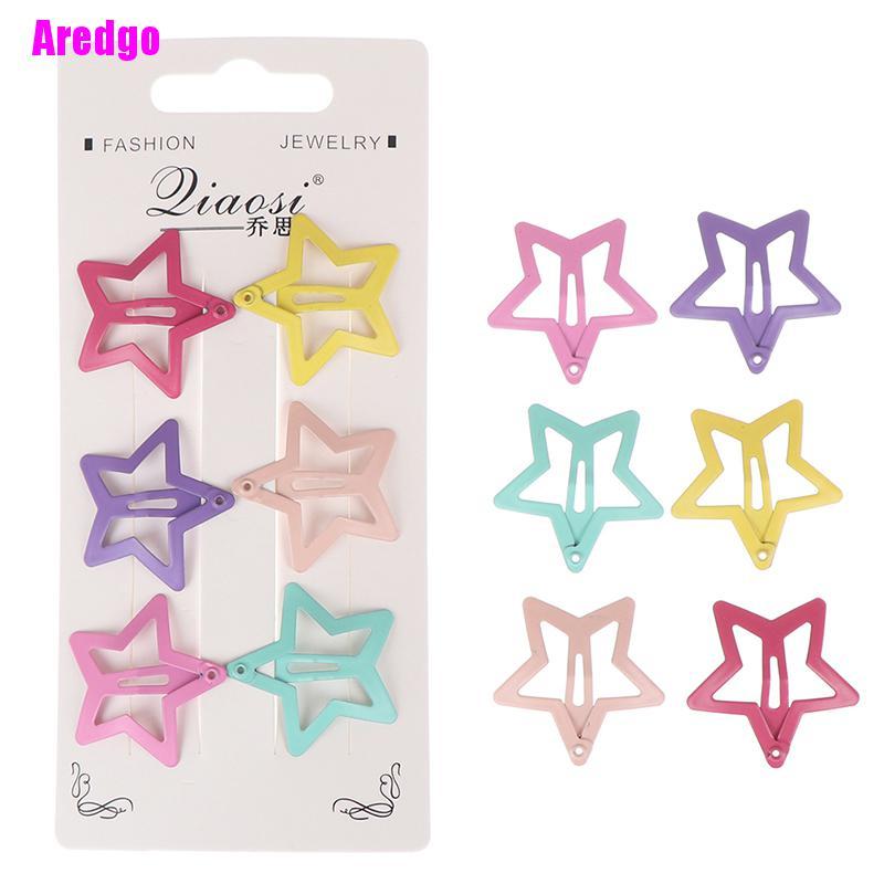 [Hàng mới về] Set 6 kẹp tóc kim loại hình ngôi sao dễ thương cho bé gái
