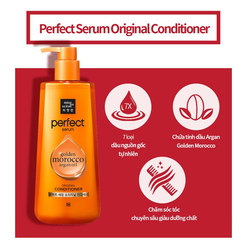 Combo Dầu Gội Và Xả Mise En Scene Perfect Serum Shampoo And Conditioner 680ml/chai