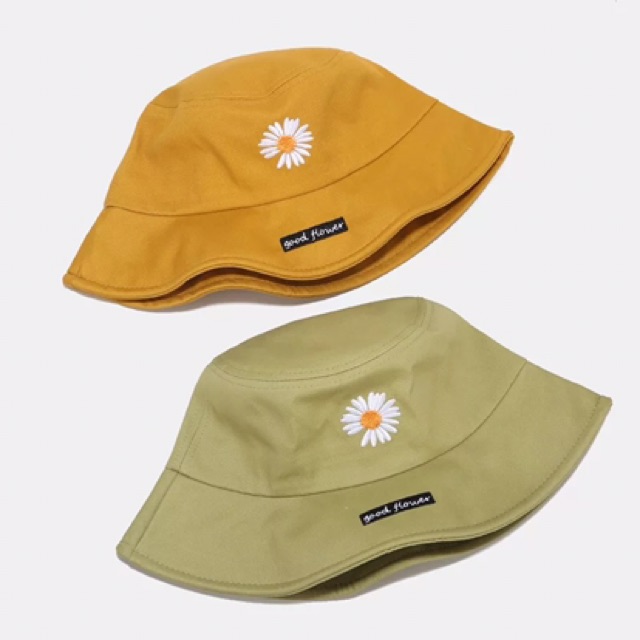 Mũ Bucket thêu hoa cúc