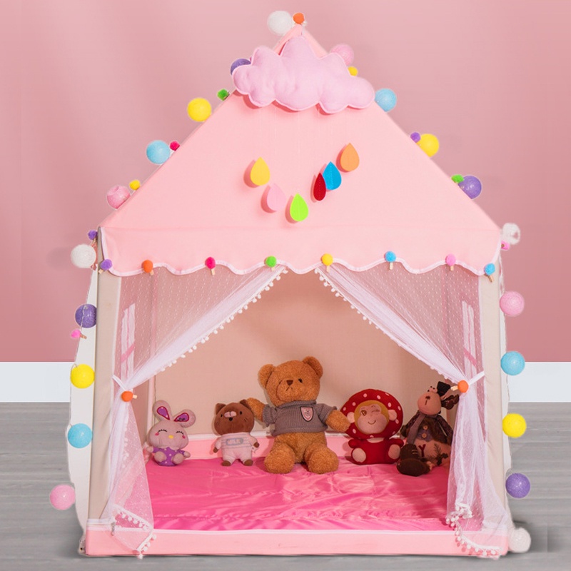 Lều công chúa hoàng tử cho bé, lều trẻ em chơi trong nhà TẶNG kèm đèn nhấp nháy