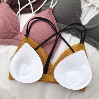 Áo Bra Nữ  FREESHIP Áo Bra Nữ Đệm Dày Cotton Nâng Ngực Nhẹ Hở Lưng Dây Đan Chéo Không Gọng Phối Màu Gợi Cảm BR20