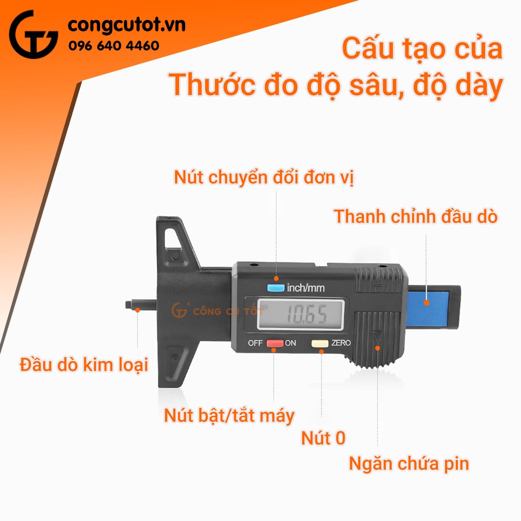 Thước đo độ sâu, độ mòn lốp xe
