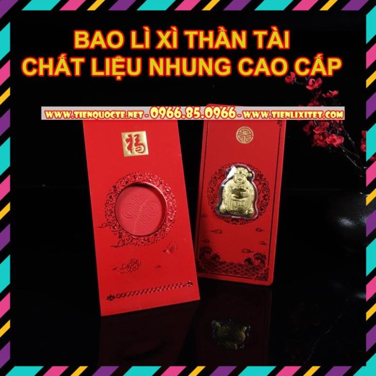 Combo 50 bao lì xì thần tài đồ thờ cúng phong thủy , bao Nhung chất lượng đẹp