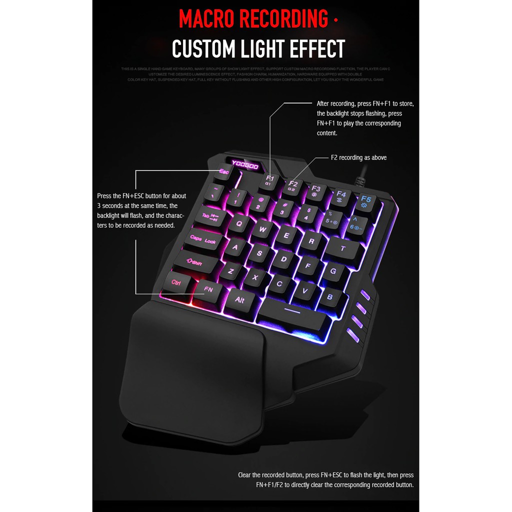 YOOGOO G92 | Bàn Phím Giả Cơ Một Tay Gaming Keypad