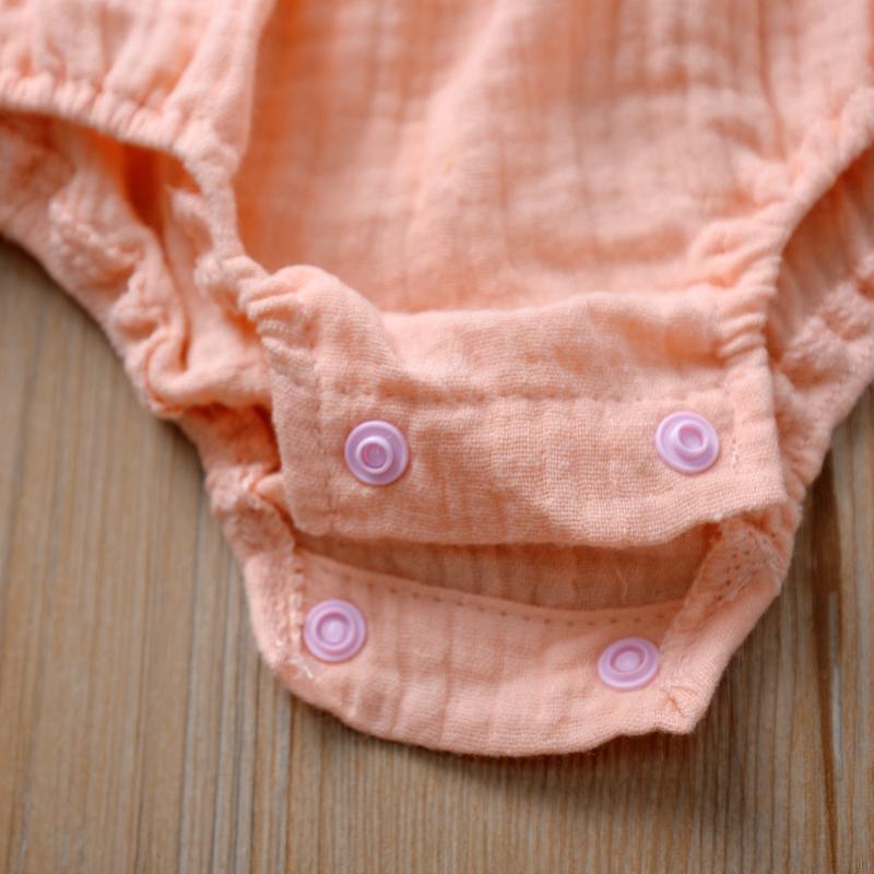 Jumpsuit Cotton Sát Nách Phối Ren Màu Trơn Cho Bé Gái