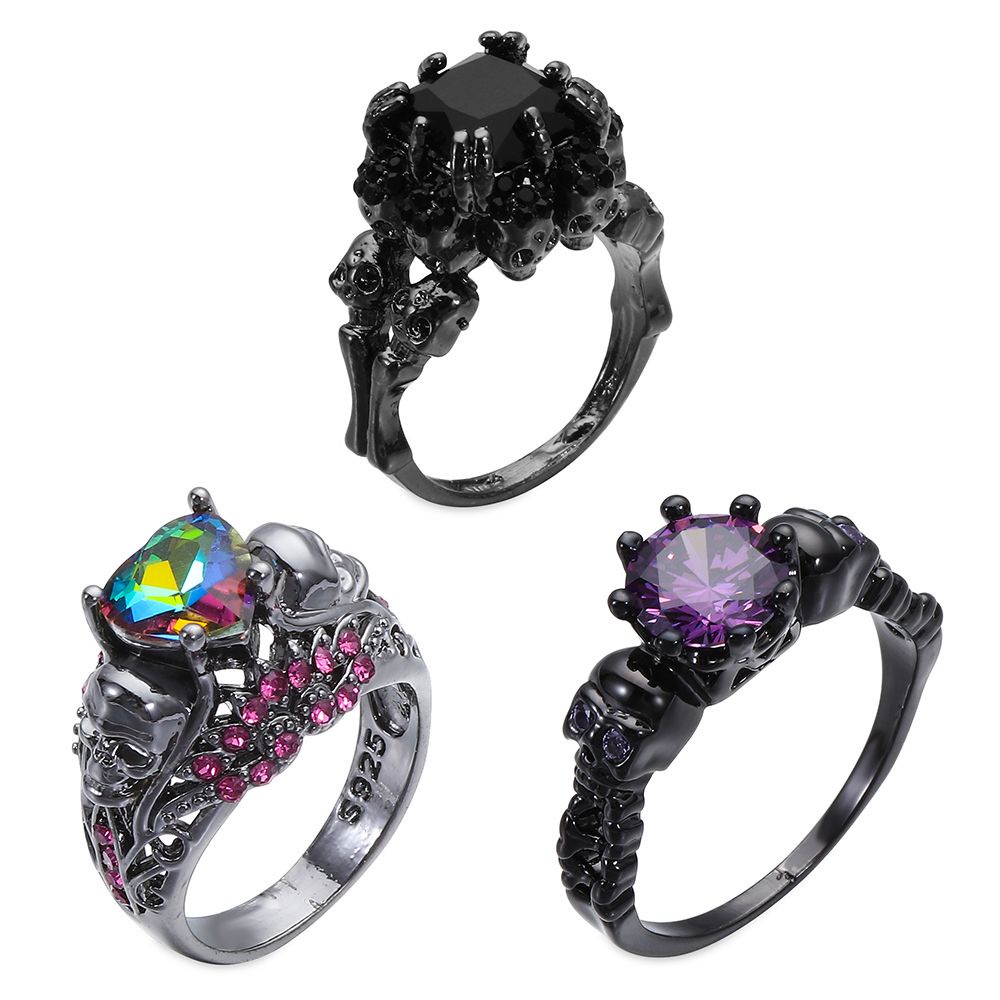 Nhẫn đính đá phong cách gothic thời trang phong cách unisex