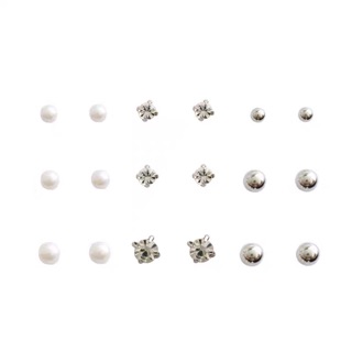 Set 9 đôi bông tai nụ cỡ tăng dần