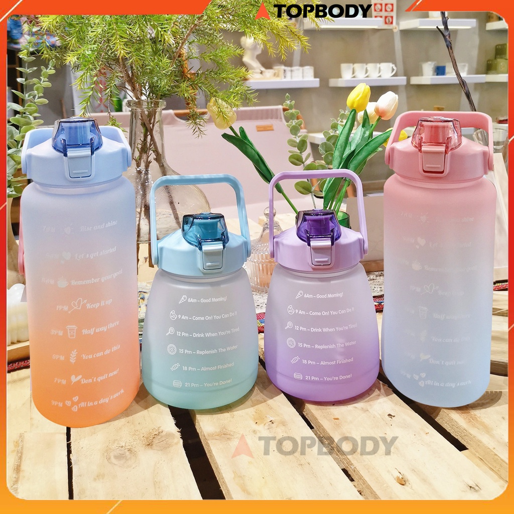 Bình Đựng Nước 2L Có Vạch Báo Giờ Uống Nước - Chính Hãng TopBody