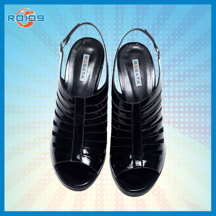 Giày sandal nữ cao gót đế cao 7cm màu đen hàng hiệu rosata ro109
