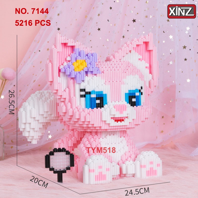 Xếp hình cáo hồng thỏ tím Stella Lou cỡ lớn 26cm nhân vật hoạt hình nano 3D lắp ráp mô hình cỡ lớn Chuẩn Mẫu