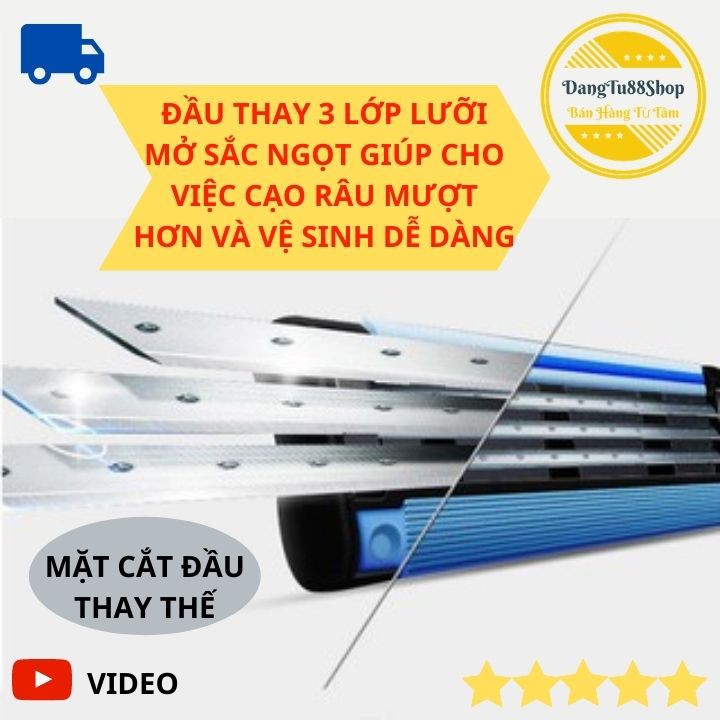 DAO CẠO RÂU GIIULLE 3 LỚP CAO CẤP[TẶNG KÈM 1 TUÝP KEM CẠO HƯƠNG CHANH]