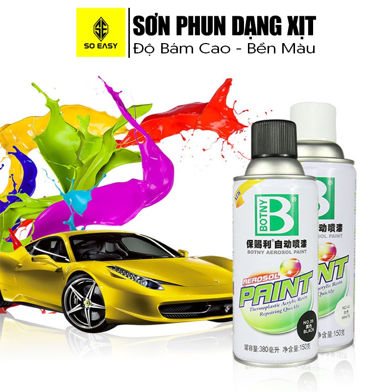 Bình xịt sơn BOTNY Aerosol paint B-1923, chai sơn phun lấp vết trầy xước, làm đẹp xe hơi, ô tô, xe khách, xe tải