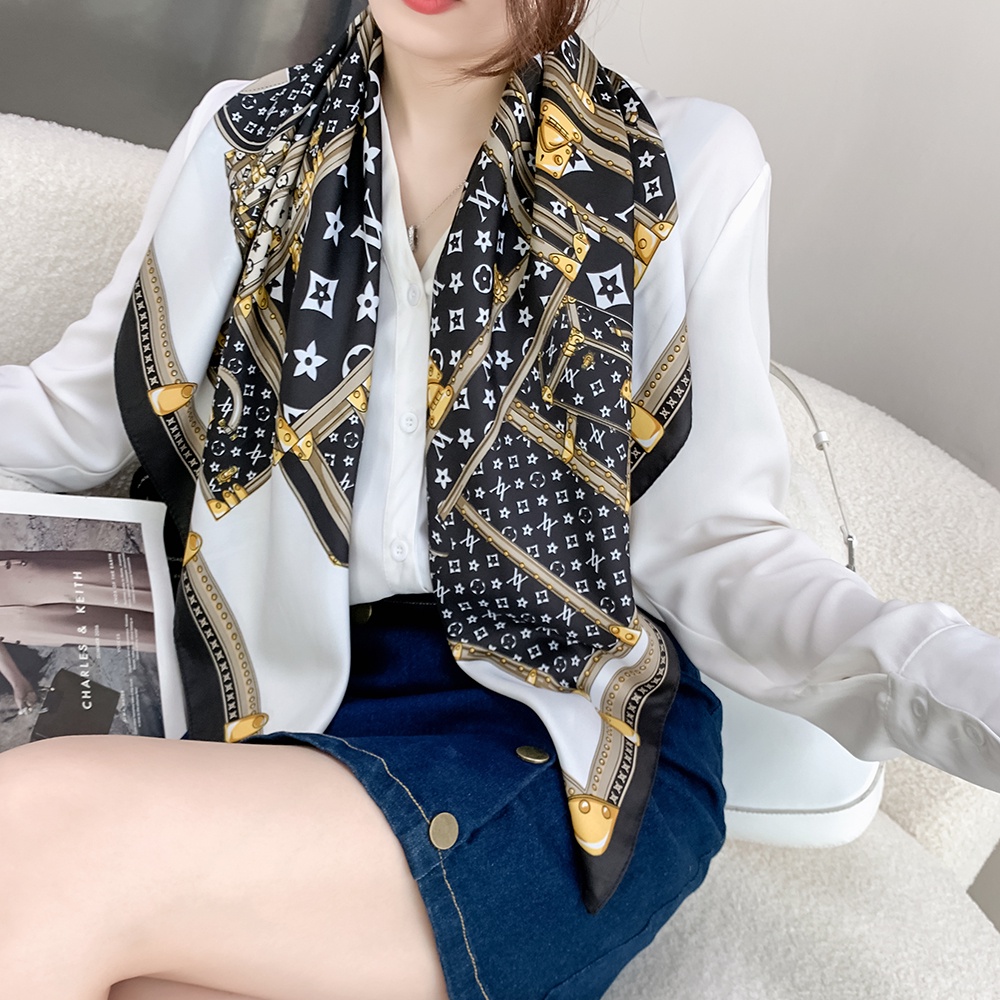 Khăn choàng cổ in hoa thanh lịch chất lượng cao 90x90cm Wj1006