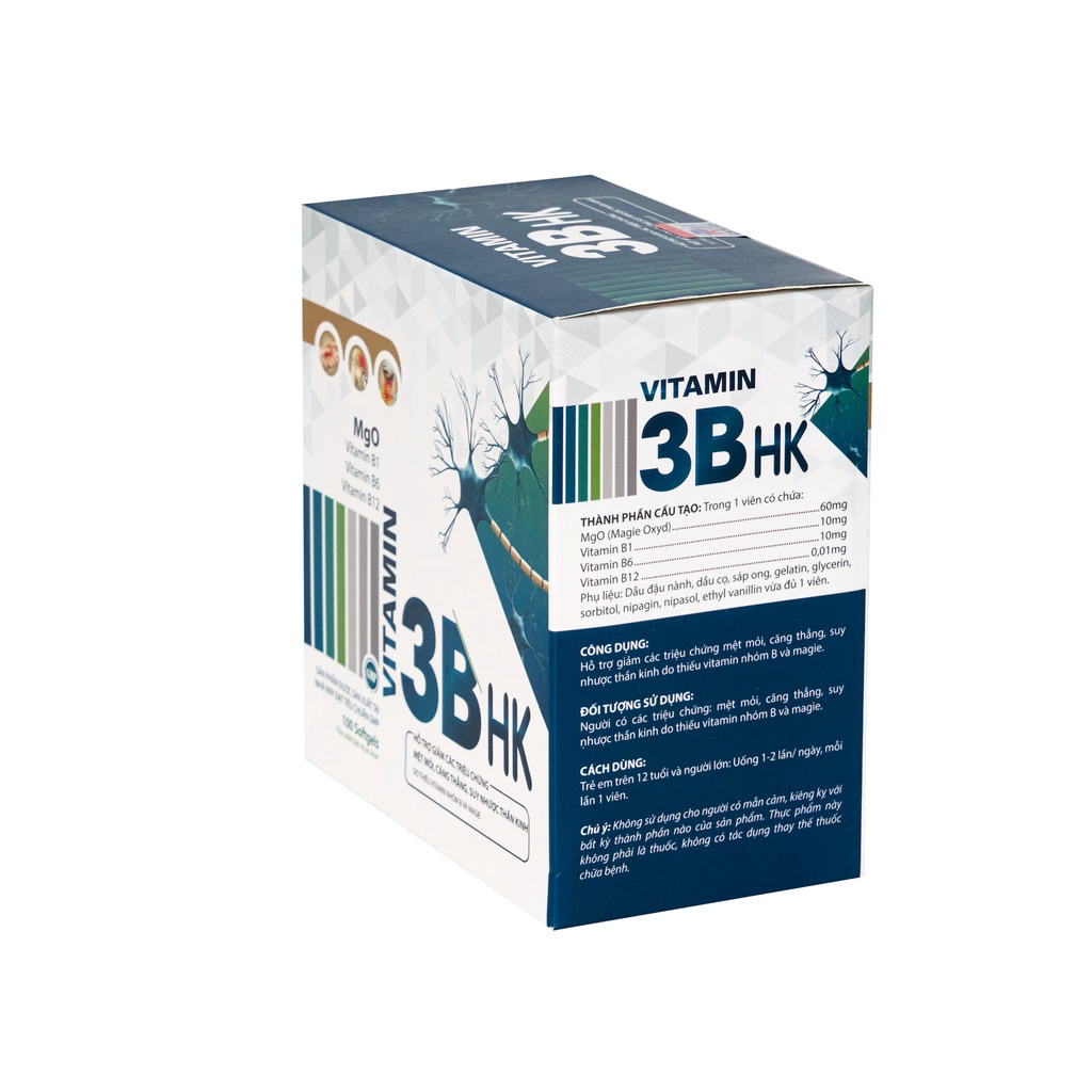 1 HỘP VITAMIN 3B HK THỰC PHẨM BẢO VỆ SỨC KHỎE  100 VIÊN