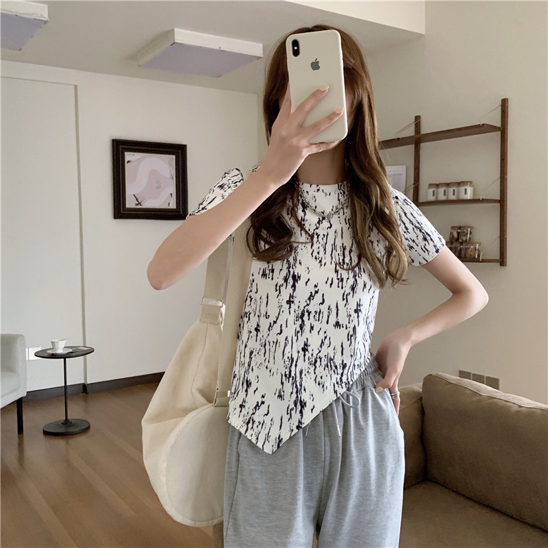 Áo Thun Cộc Tay Dáng Ôm Nhuộm Màu Độc Đáo Cho Nữ JL-TX-473