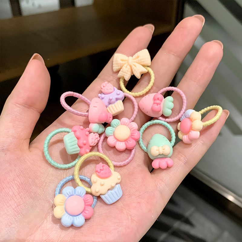 Set 10 chun buộc tóc vòng nhỏ thun buộc tóc mix mẫu đáng yêu cho bé CH08