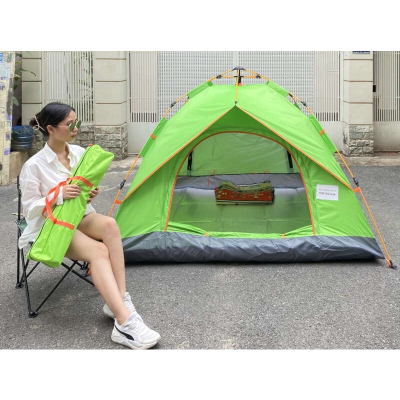 Lều cắm trại 2-5 người màu neon có 2 cửa lớn Desert Camel CS 6912 chịu gió bão cực tốt