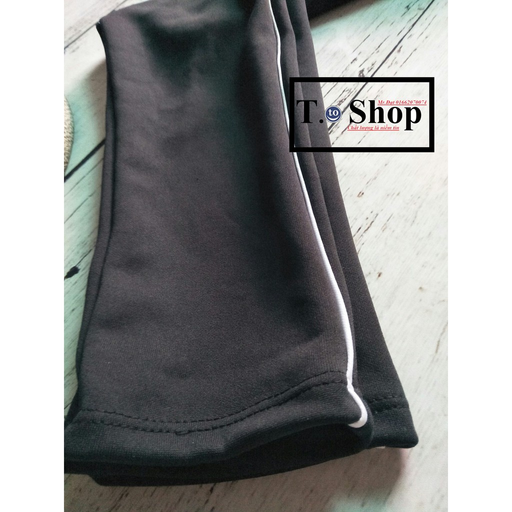 Quần legging - quần thun nữ màu ĐEN, XÁM (Ôm body, viền sọc TRẮNG) | BigBuy360 - bigbuy360.vn