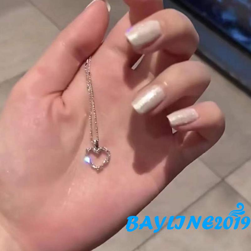 Vòng cổ Bạc Mặt Hình Trái Tim Rỗng Đơn Giản Cho Nữ