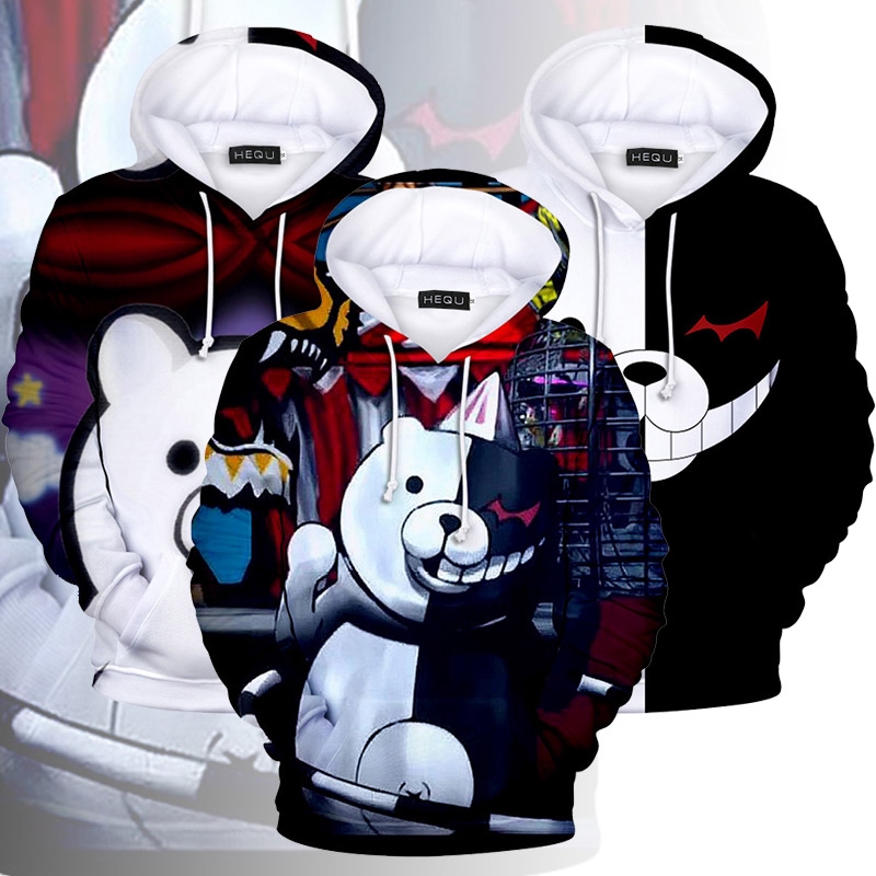 Áo hoodie tay dài in hình Monokuma Anime 3D
