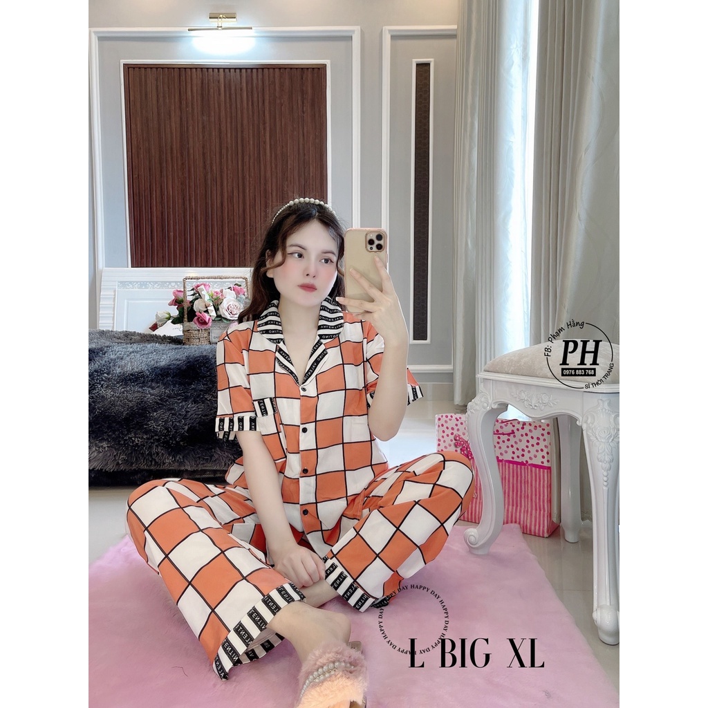 Bộ pijama lụa BIGSIZE 60&gt;80KG -Đồ Bộ lụa Cộc  tay hoạ tiết Cao cấp