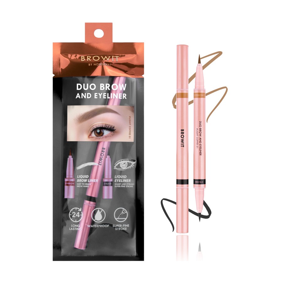 Chì kẻ mày và kẻ mắt màu hồng Browit by NONGCHAT Browit DUO BROW AND EYELINER NỘI ĐỊA THÁI