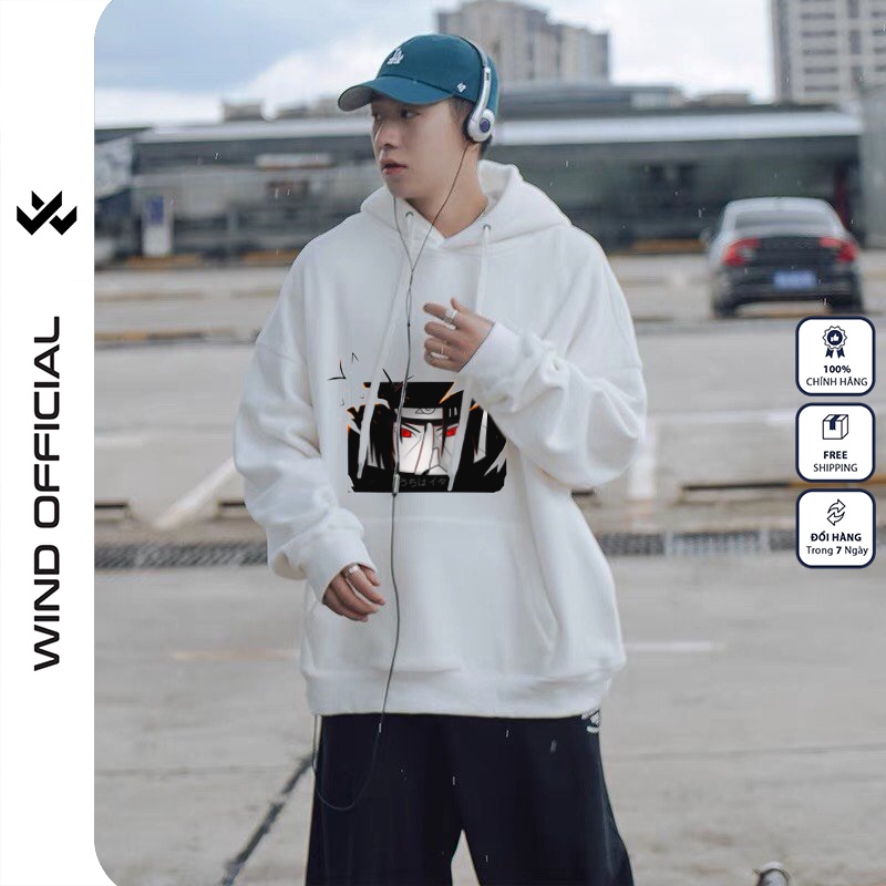 Áo hoodie unisex WIIS form rộng nỉ nam nữ ITACHI HD20 thời trang thu đông oversize