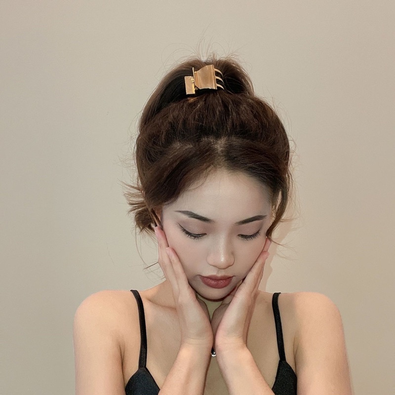Kẹp tóc kim loại hỗ trợ buộc tóc cao đuôi ngựa, kẹp tóc sau đầu cố định kiểu Pháp