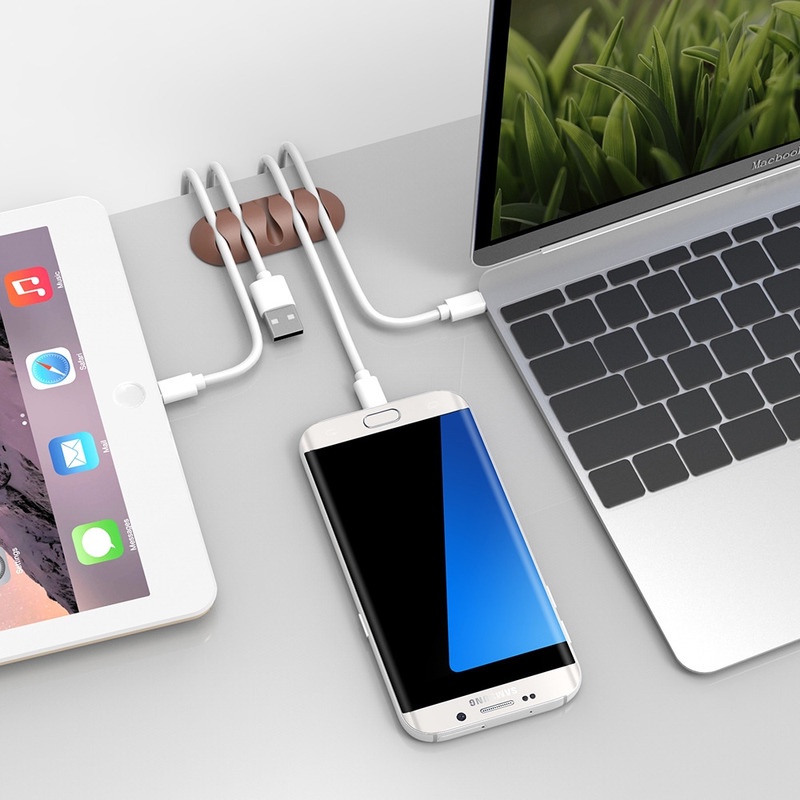 Kẹp Cố Định Dây Cáp Sạc USB Tự Dính Bàn Bằng Silicon Tiện Dụng