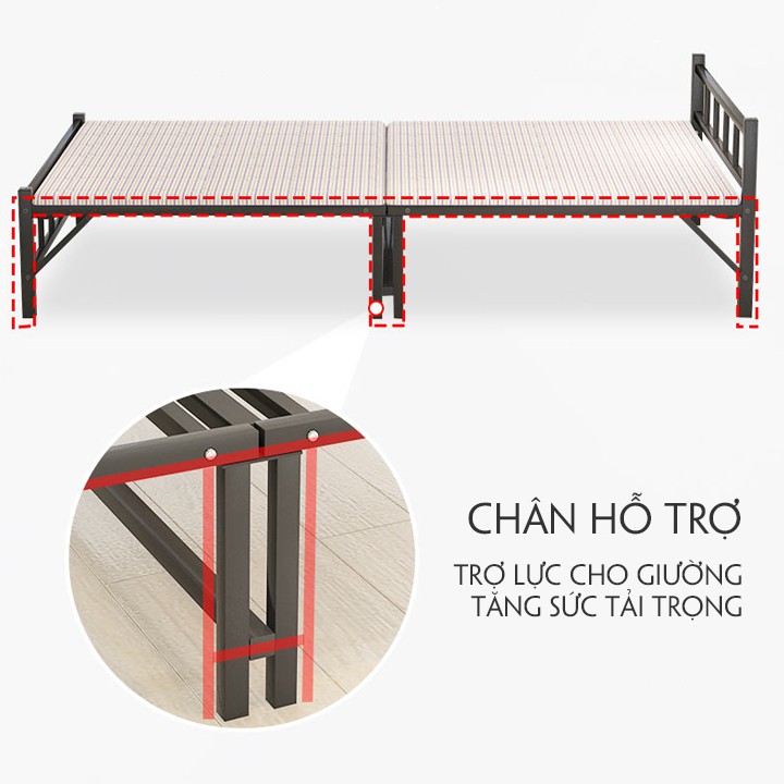 [GIÁ TỐT + SẴN HÀNG] Giường gấp gọn có bánh xe , giường thông minh gấp gọn ( Kt : Rộng 70 cm x Dài 185 cm ) T374