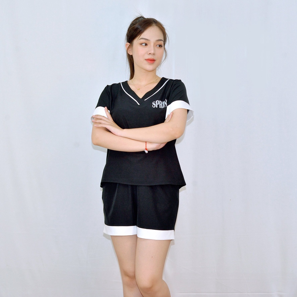 Bộ đồ bộ CỔ TIM MÀU ĐEN PHA TRẮNG CỰC XINH  vải  lụa cao cấp -  Thoải Mái Nhẹ Nhàng