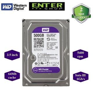 Ổ cứng hdd 3.5inch wd tím 500gb sata3 5400 dòng 64mb cache