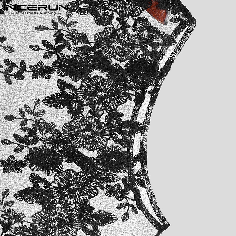 Áo ngắn INCERUN không tay họa tiết hoa thời trang cho nam