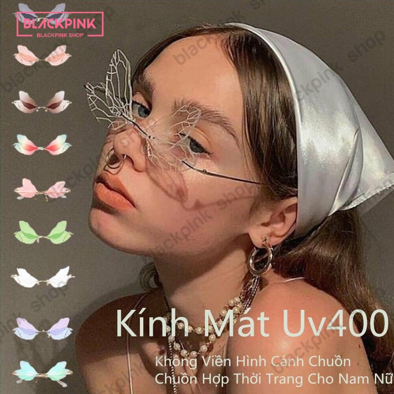 Kính Mát Uv400 Không Viền Hình Cánh Chuồn Chuồn Hợp Thời Trang Cho Nam Nữ