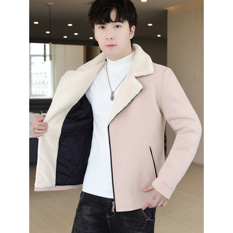 Áo khoác dạ nam lót lông cao cấp cổ vest hàng đẹp mê li dày ấm