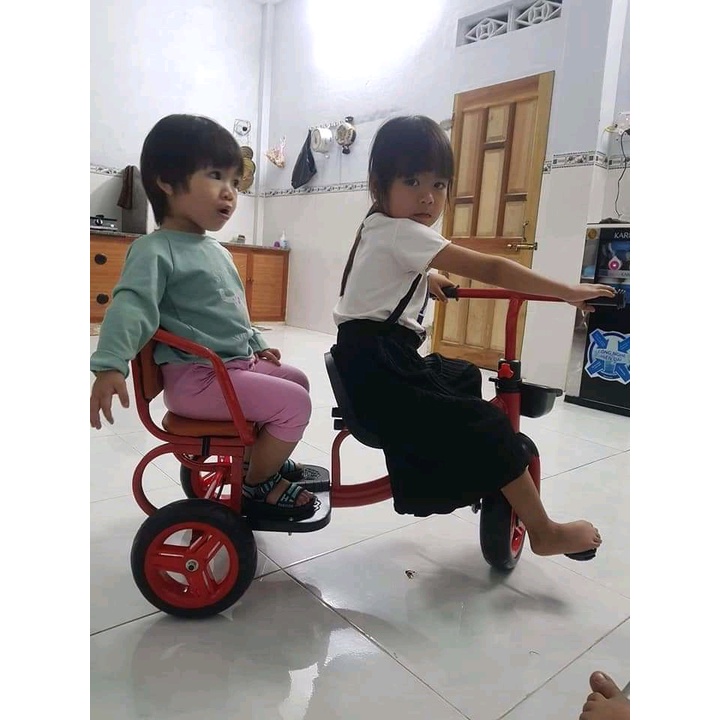 Xe đạp  xích lô khung thép  - yên da chắc chắn cho bé -BH 1 năm