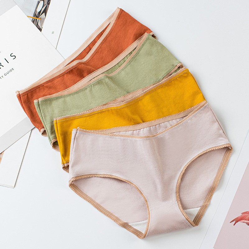 Quần lót cotton màu trơn thời trang nữ tính