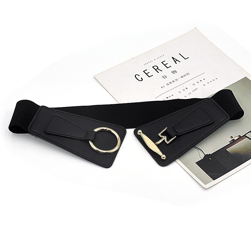 Đai váy bản to 5cm Lulu shop ĐV020 phối da chun co giãn - Thắt lưng áo vest dạ bản to mặt vàng