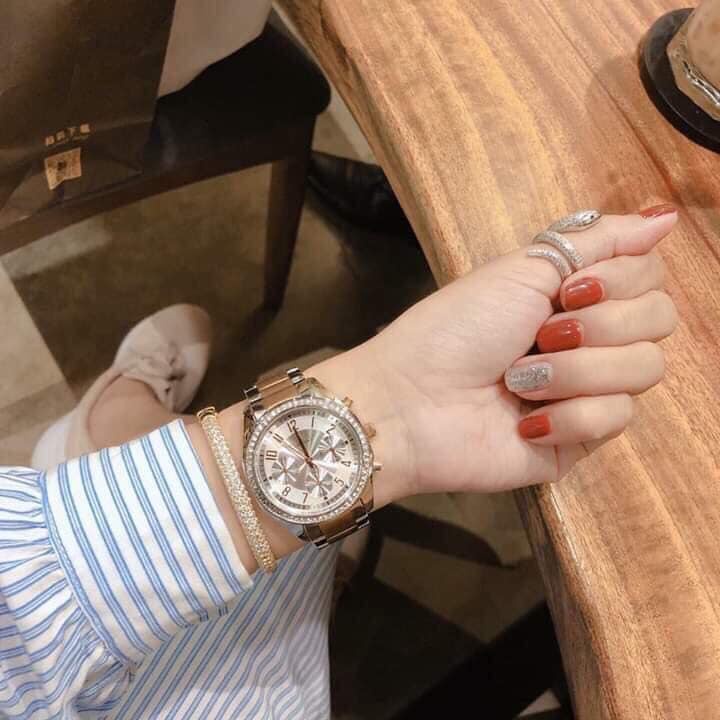 Đồng Hồ Nữ Caravelle 45L148 mặt trắng dây demi