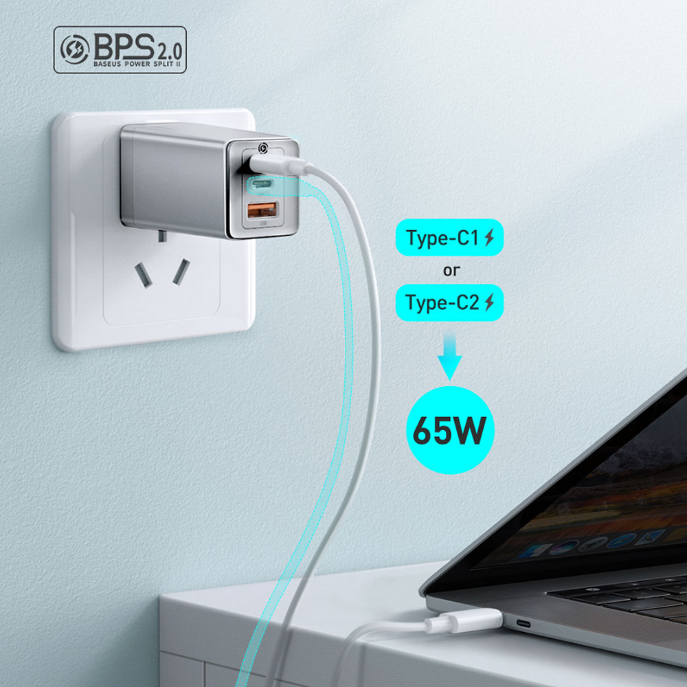 Bộ Sạc Nhanh Xiaomi Baseus 65w Gan2 Pro Pd 4.0 3.0 Type C Pd 100-240v