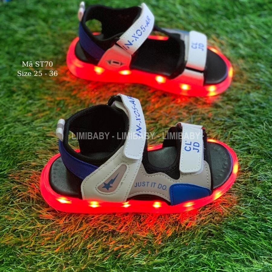 Giày sandal phát sang có đèn LED cho bé trai 7 màu 4 chớp sạc USB siêu bền mang thời trang cho trẻ em 3 - 12 tuổi ST70