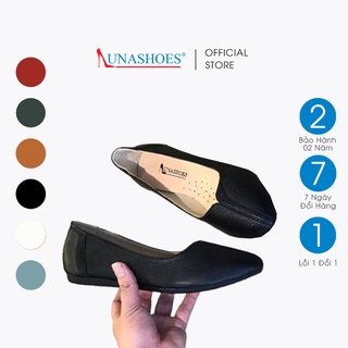 Giày bệt nữ mũi tròn da bò mềm êm chân Lunashoes (1067) giầy mũi nhọn da thật cao cấp nhiều màu (BH 24TH)
